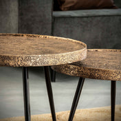 Metrona antiek brons metallic ronde salontafel - set van 2