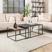Metrona grijs metallic rechthoekige salontafel - set van 2