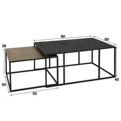 Metrona grijs metallic rechthoekige salontafel - set van 2