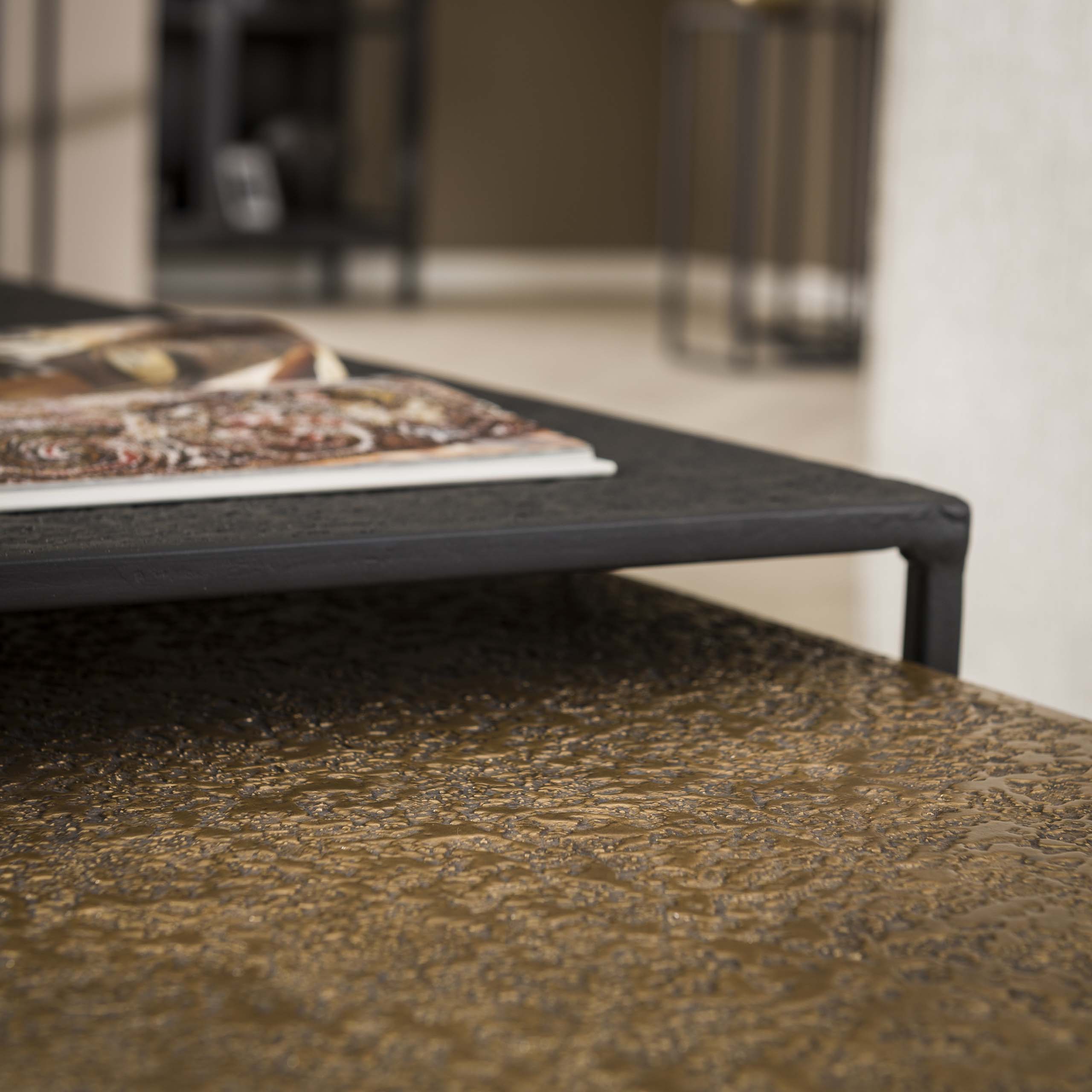 Metrona grijs metallic rechthoekige salontafel - set van 2