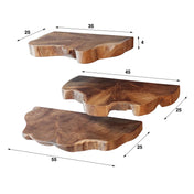 Tevaro natuurlijke massieve teakhouten wandplank - set van 3
