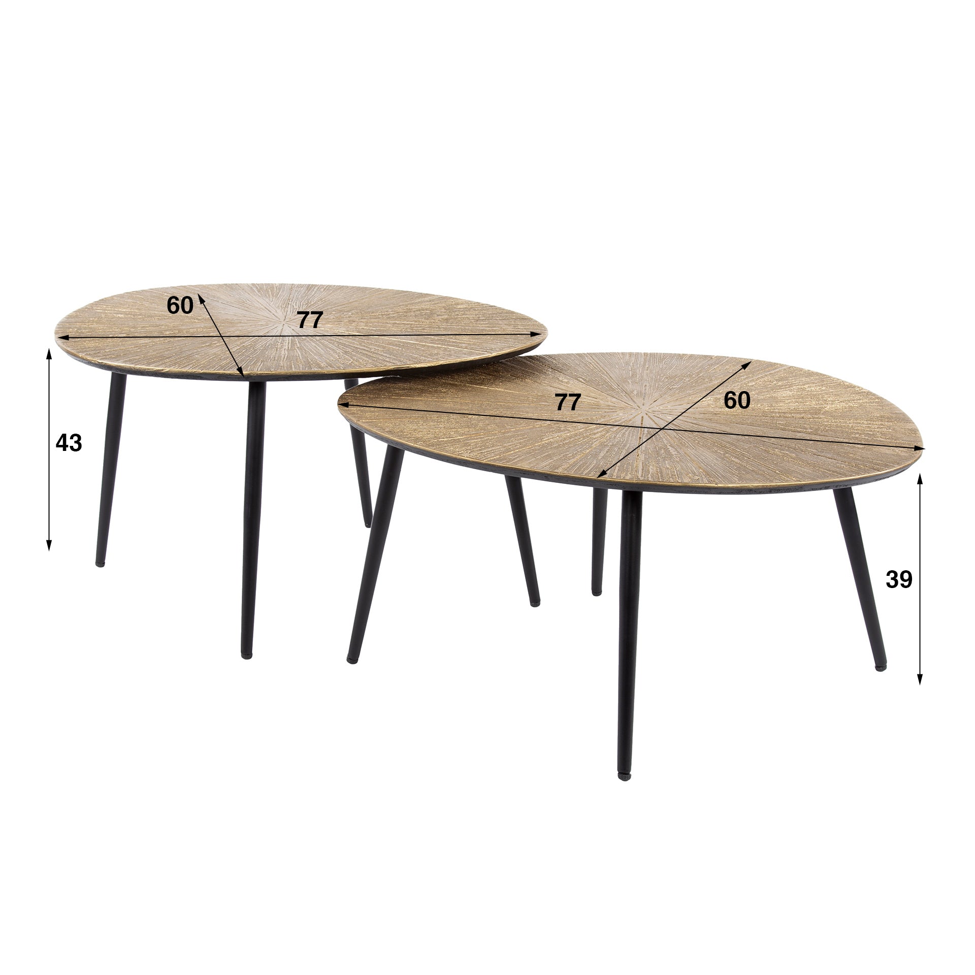 Rayven antiek goud organische salontafel - set van 2