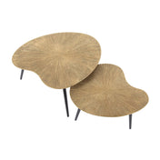 Rayven antiek goud niervormige salontafel - set van 2