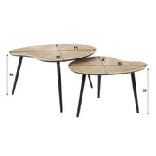 Rayven antiek goud niervormige salontafel - set van 2