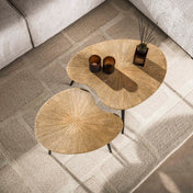 Rayven antiek goud niervormige salontafel - set van 2