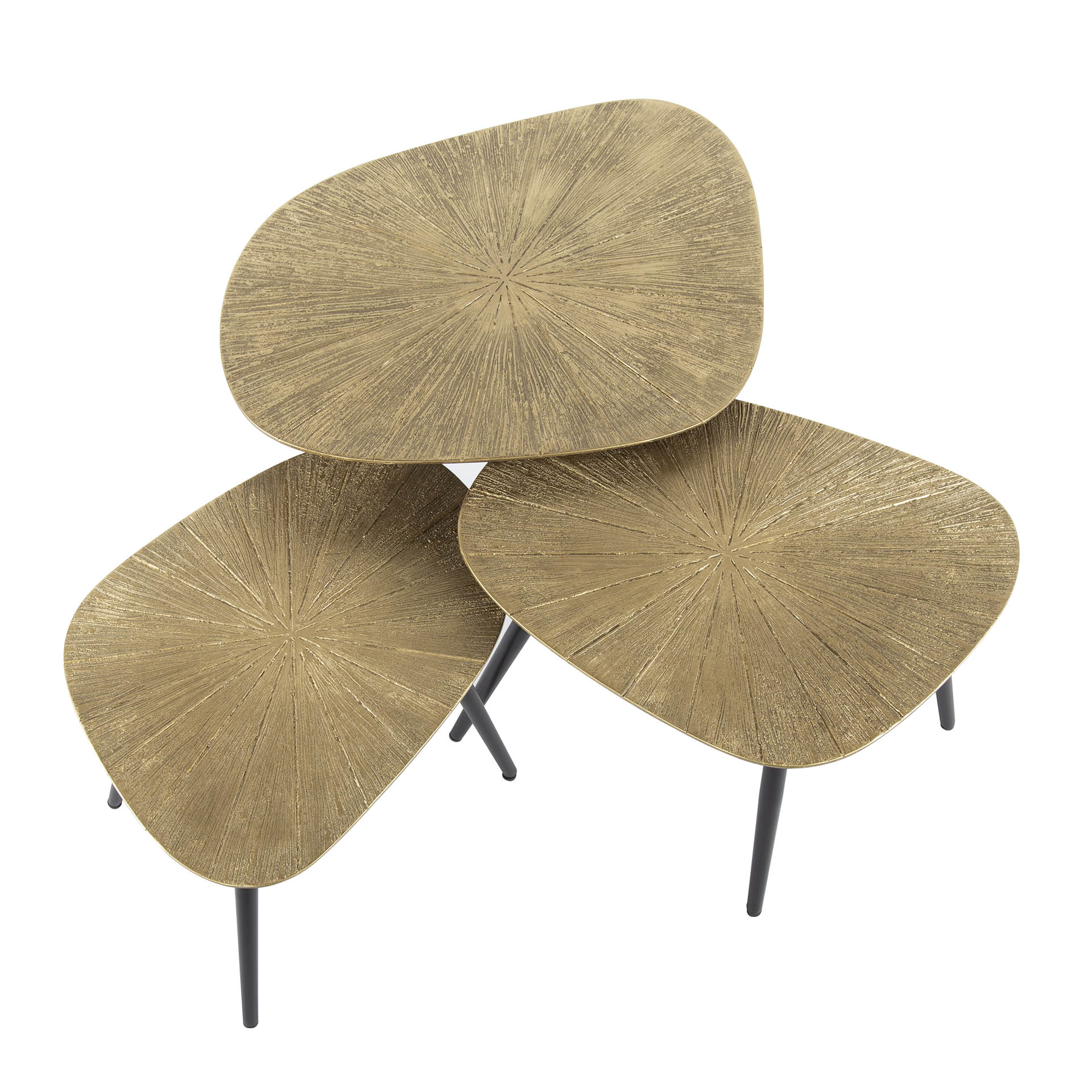 Rayven antiek goud rechthoekige salontafel - set van 3