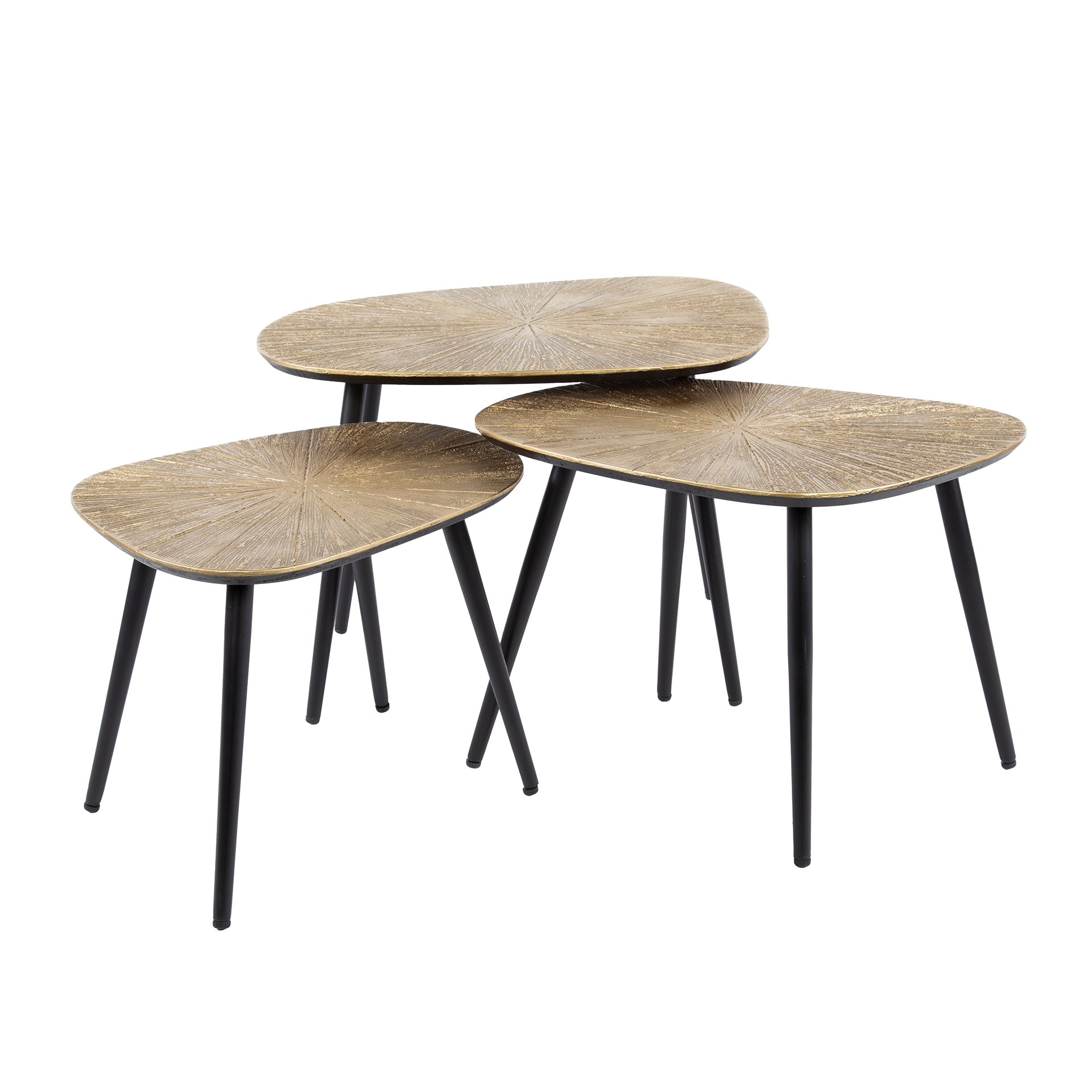 Rayven antiek goud rechthoekige salontafel - set van 3