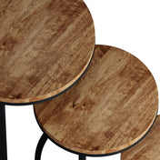 Varyn nesting side table set - warm wood & black metal