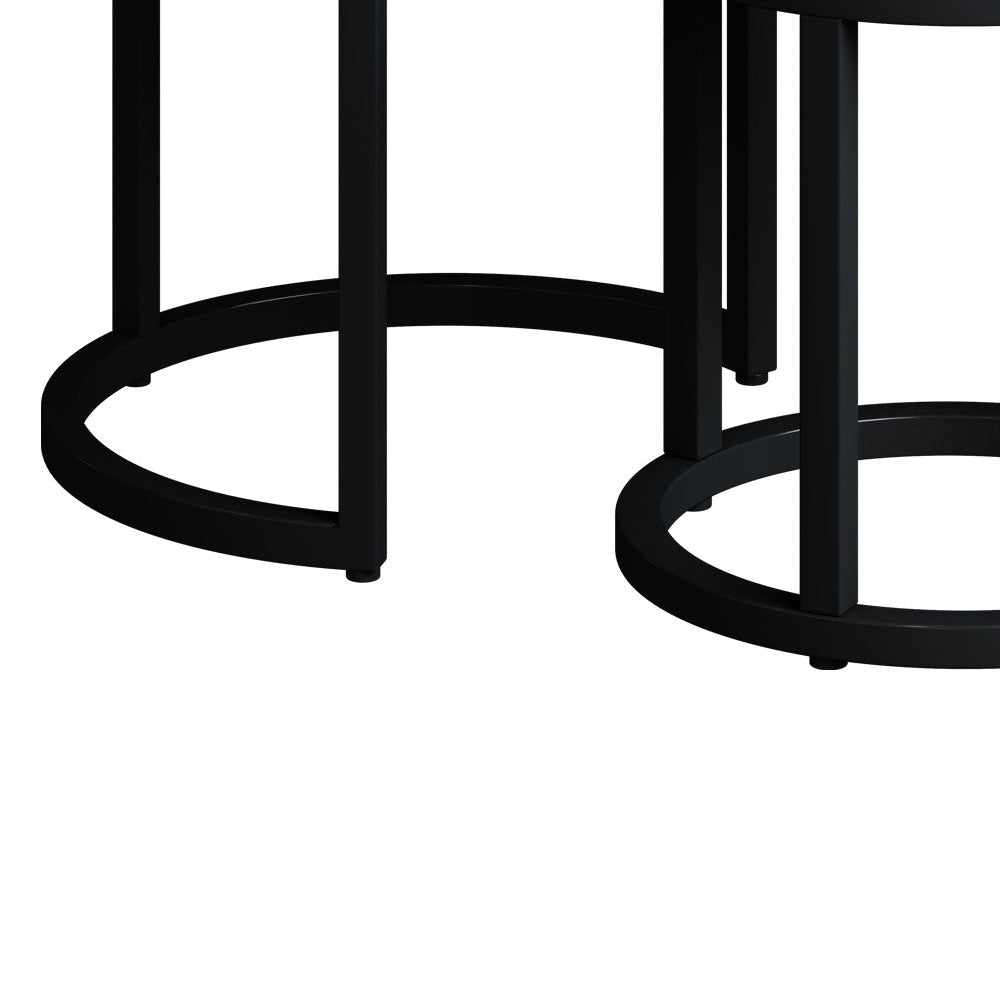Varyn nesting side table set - warm wood & black metal
