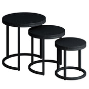 Varyn nesting side table set - dark wood & black metal