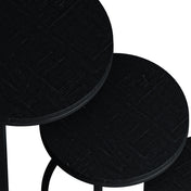 Varyn nesting side table set - dark wood & black metal