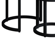 Varyn nesting side table set - dark wood & black metal