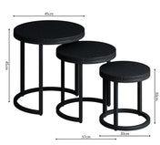 Varyn nesting side table set - dark wood & black metal