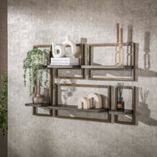 Ferano antiek brons metalen wandplank - set van 5