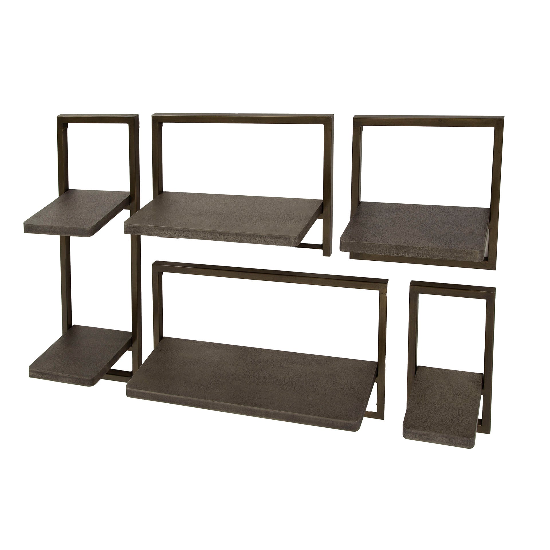 Ferano antiek brons metalen wandplank - set van 5
