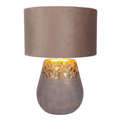 Handcrafted Ceramic Table Lamp in Beige and Gold Design