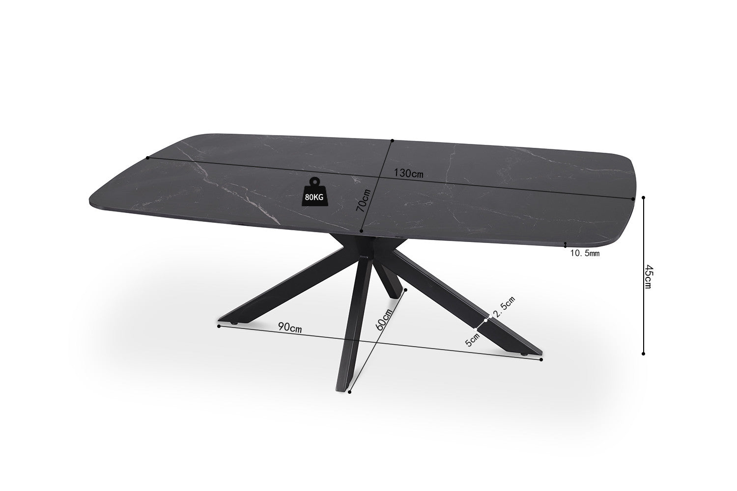 Salontafel deens ovaal steen zwart