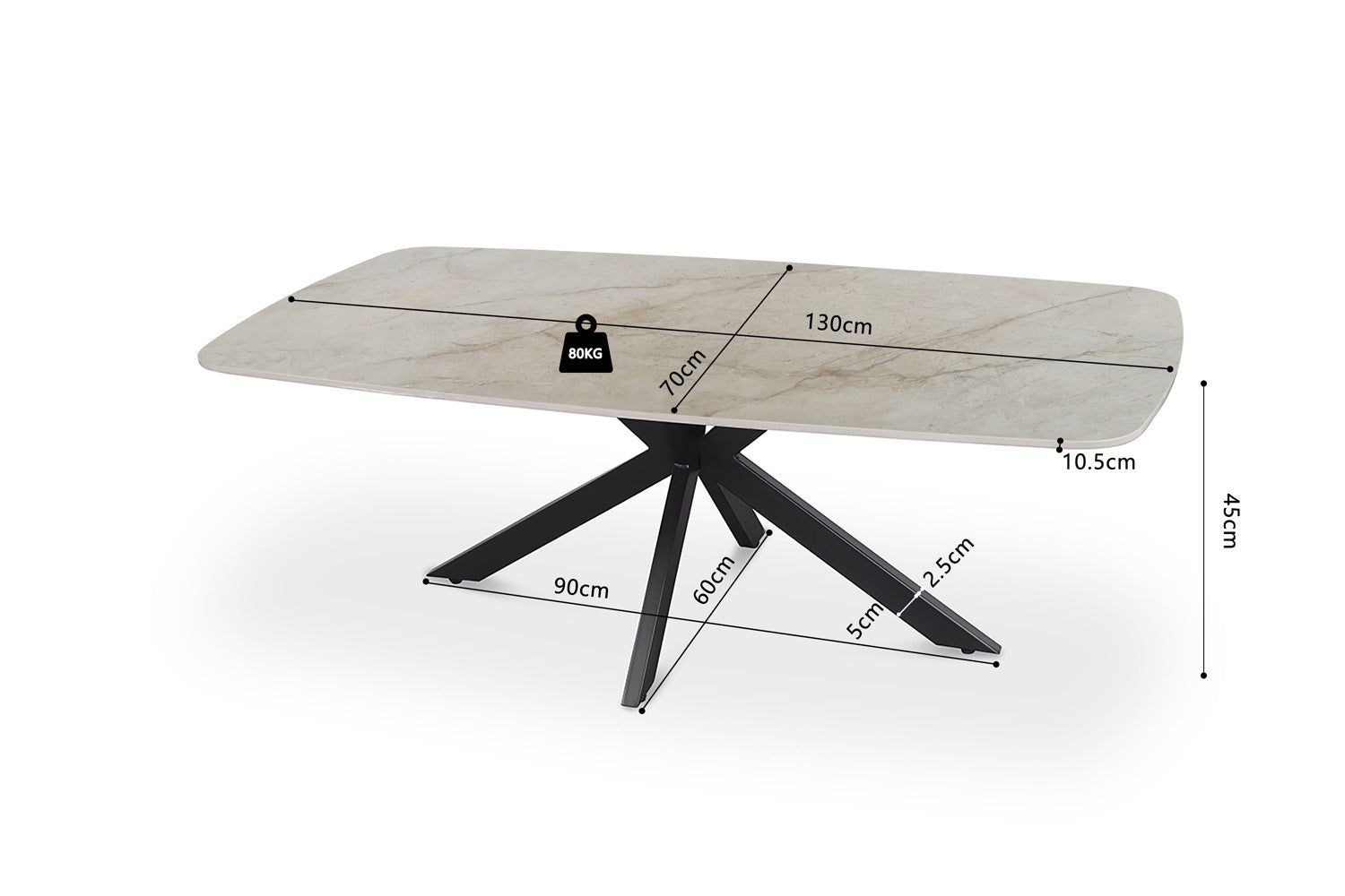 Salontafel deens ovaal steen beige