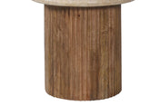 Lucia round side table – beige travertine and mango wood