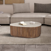 Eva mangohout salontafel - met Travertin Beige