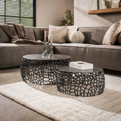 Mazari geometrische salontafel van zwart nikkel - set van 2