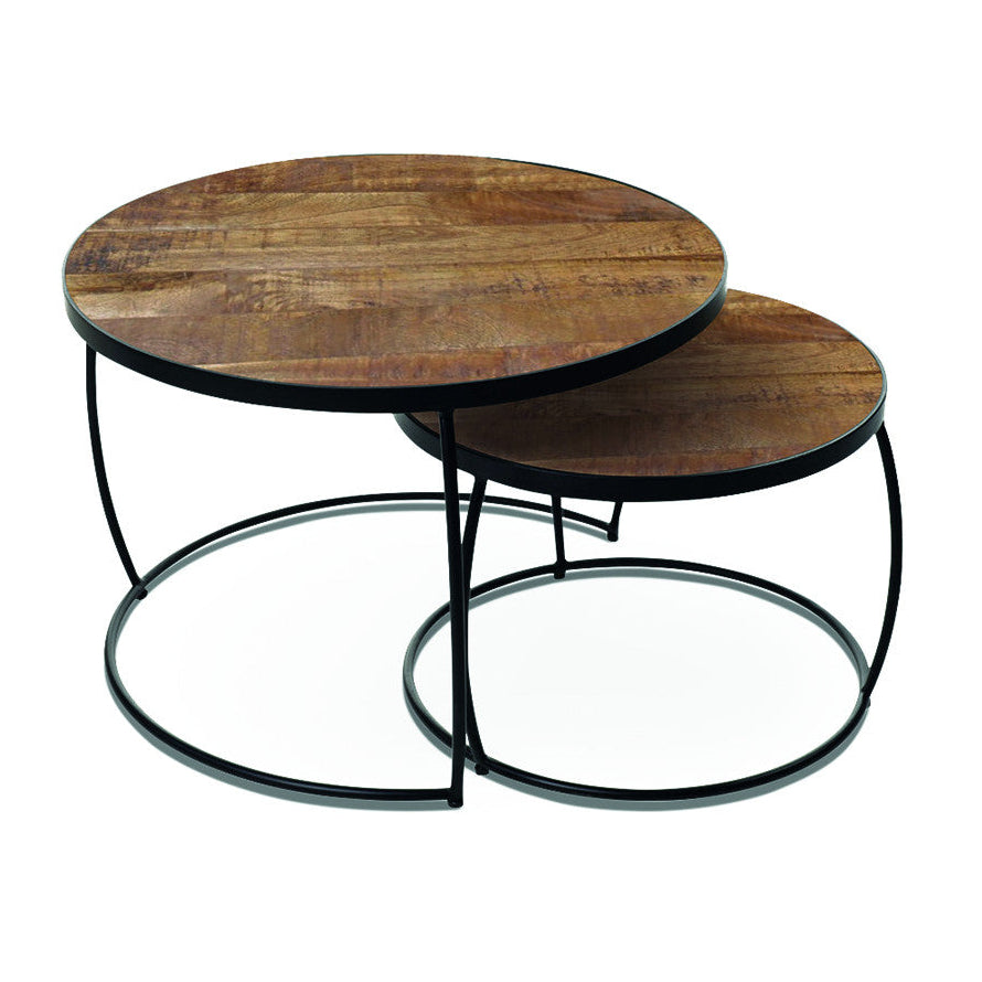 Arova nested coffee table set wood metal