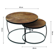 Arova nested coffee table set wood metal
