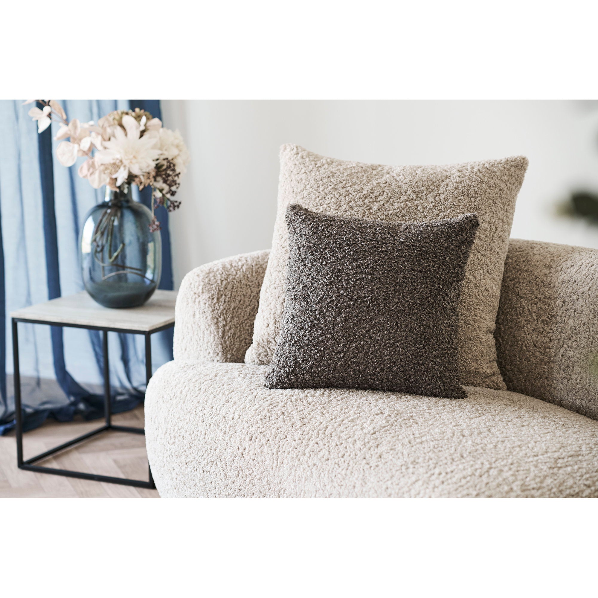 Tavira Cushion - Cushion, bouclé, dark grey 45x45 cm
