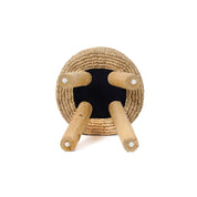 Kruk van teakhout en raffia