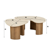Romira travertin keramische organische salontafel - set van 2