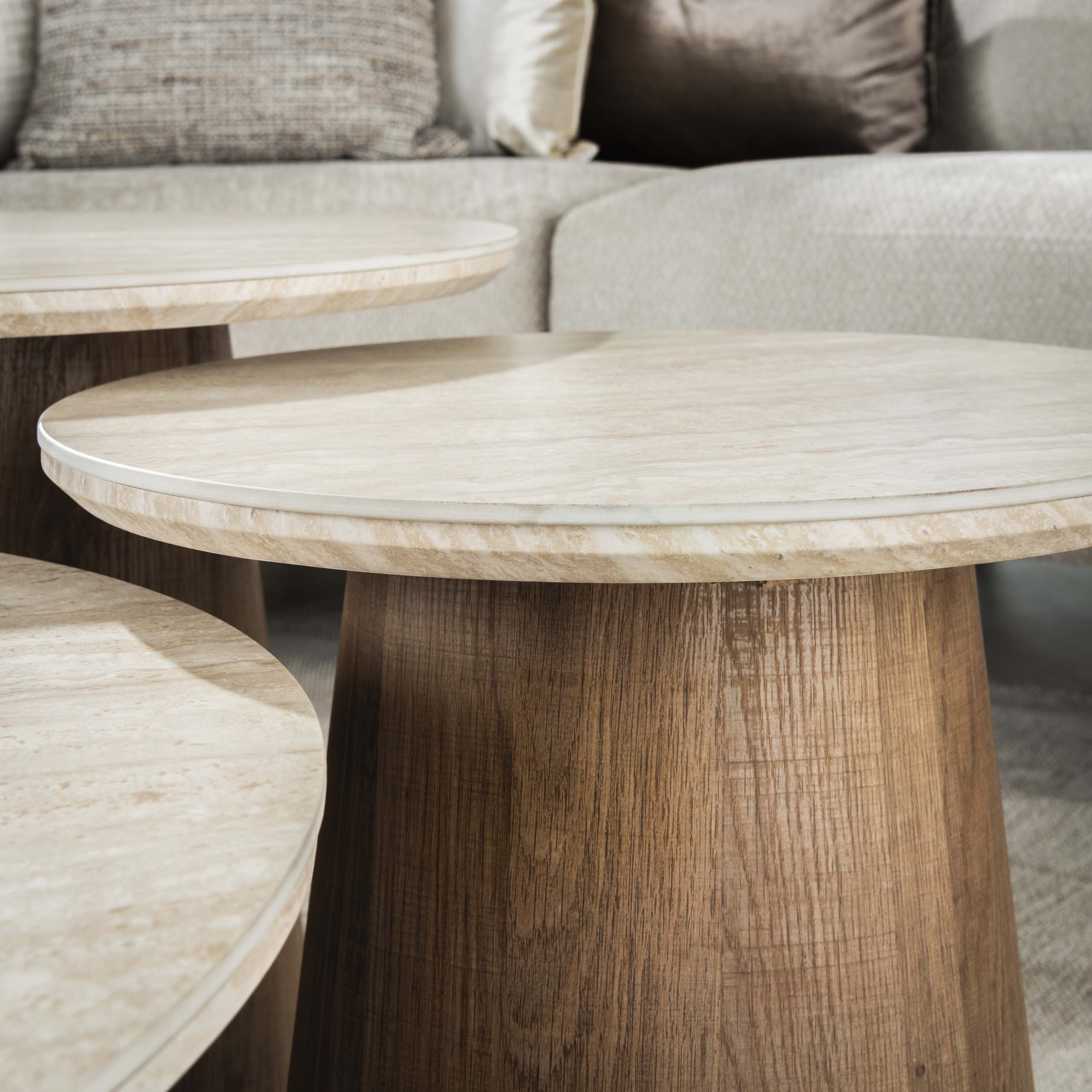 Romira travertin keramische ronde salontafel - set van 3