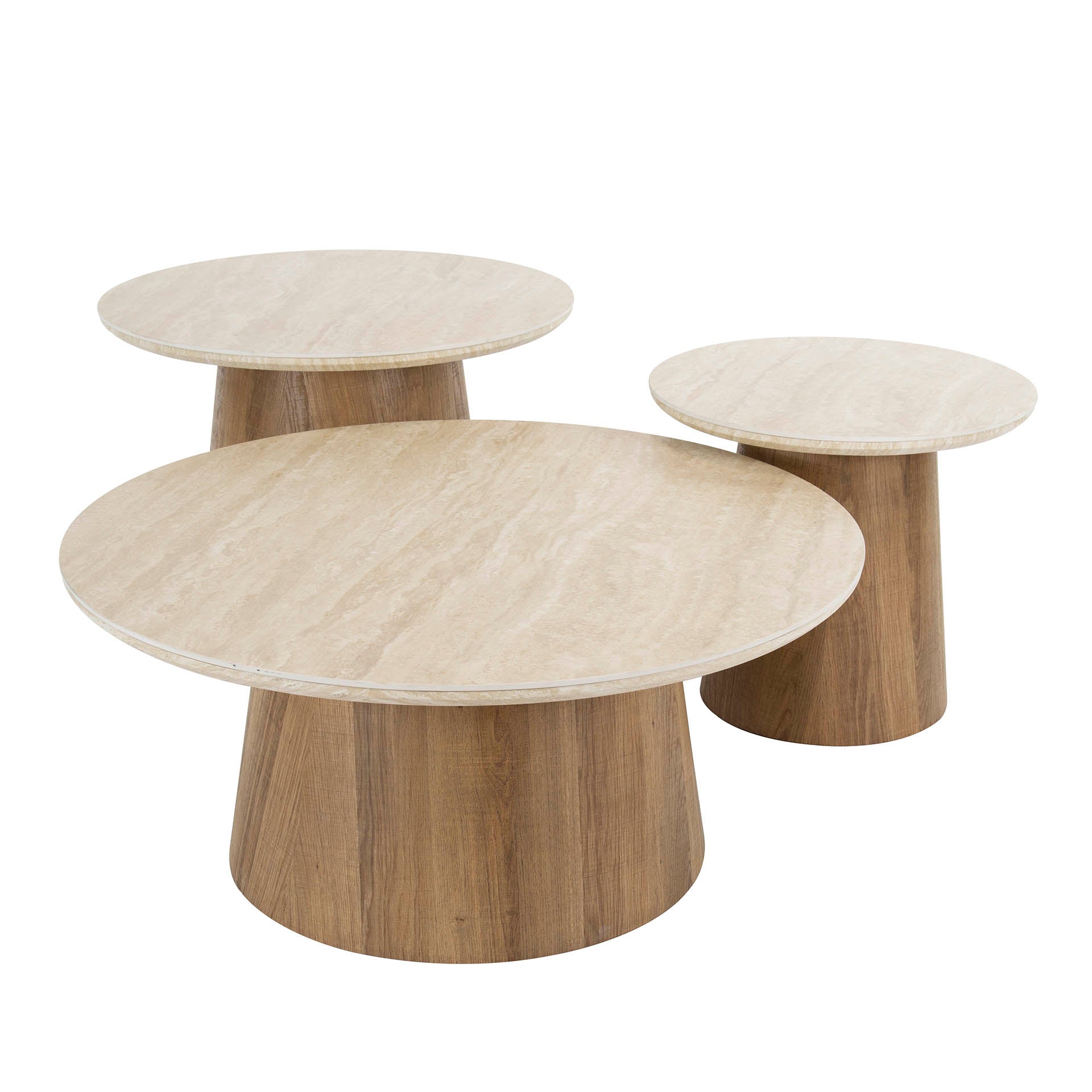 Romira travertin keramische ronde salontafel - set van 3