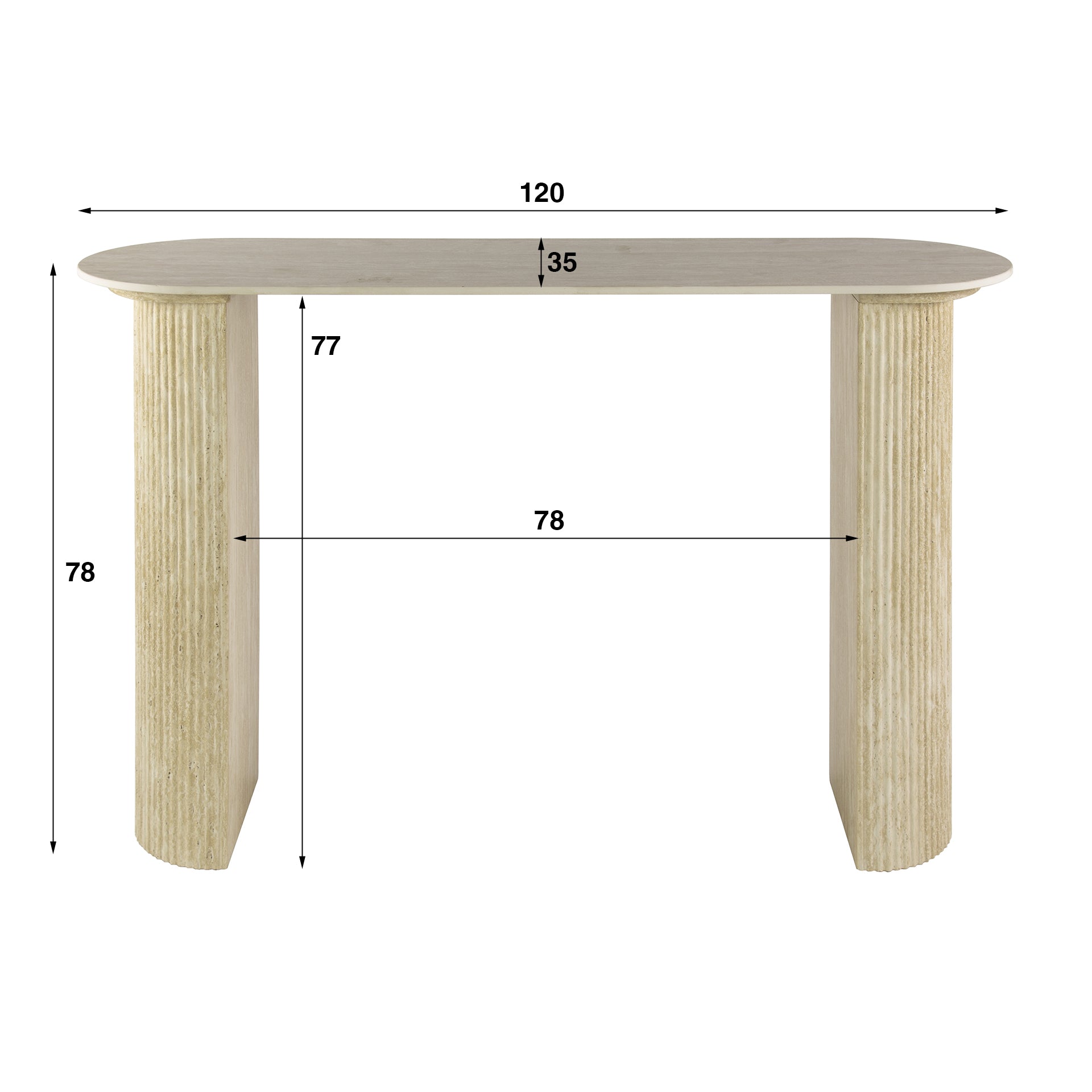 Lunara travertin keramische haltafel met boog