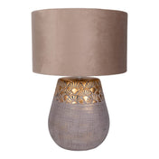 Handcrafted Ceramic Table Lamp in Beige and Gold Design