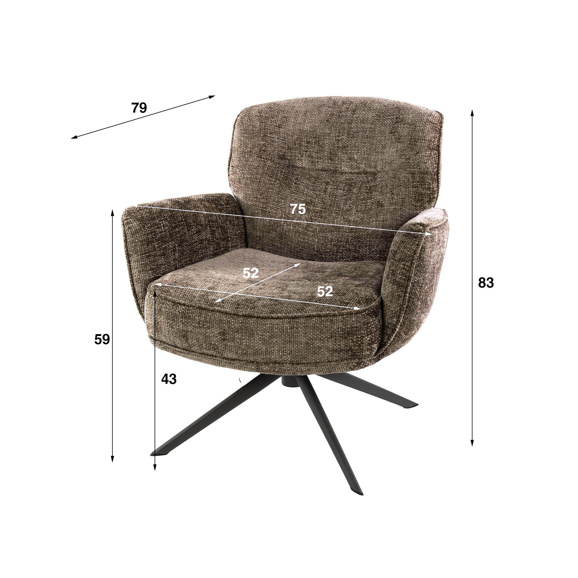 Sorea champagne gestoffeerde draaifauteuil