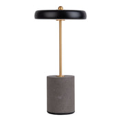 Timeless Black Metal and Concrete LED Table Lamp, Artisan Crafted