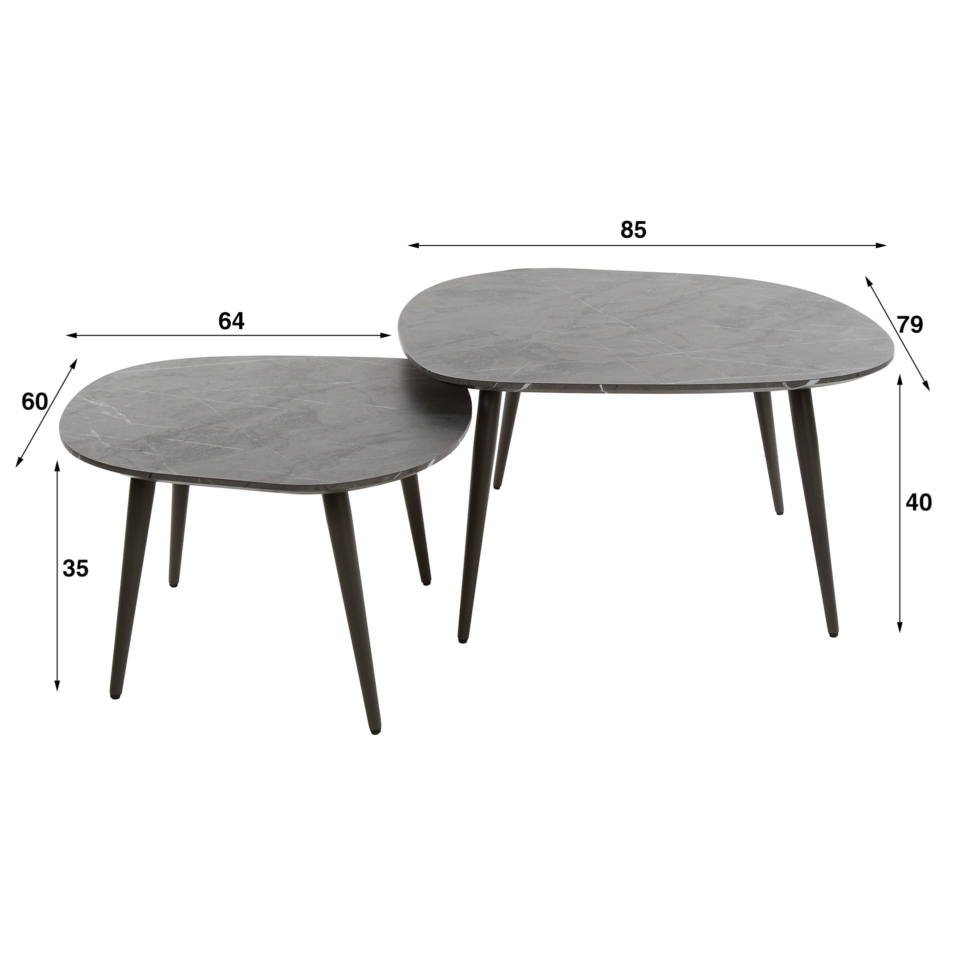Orvian grafiet melamine organische rotssalontafel - set van 2