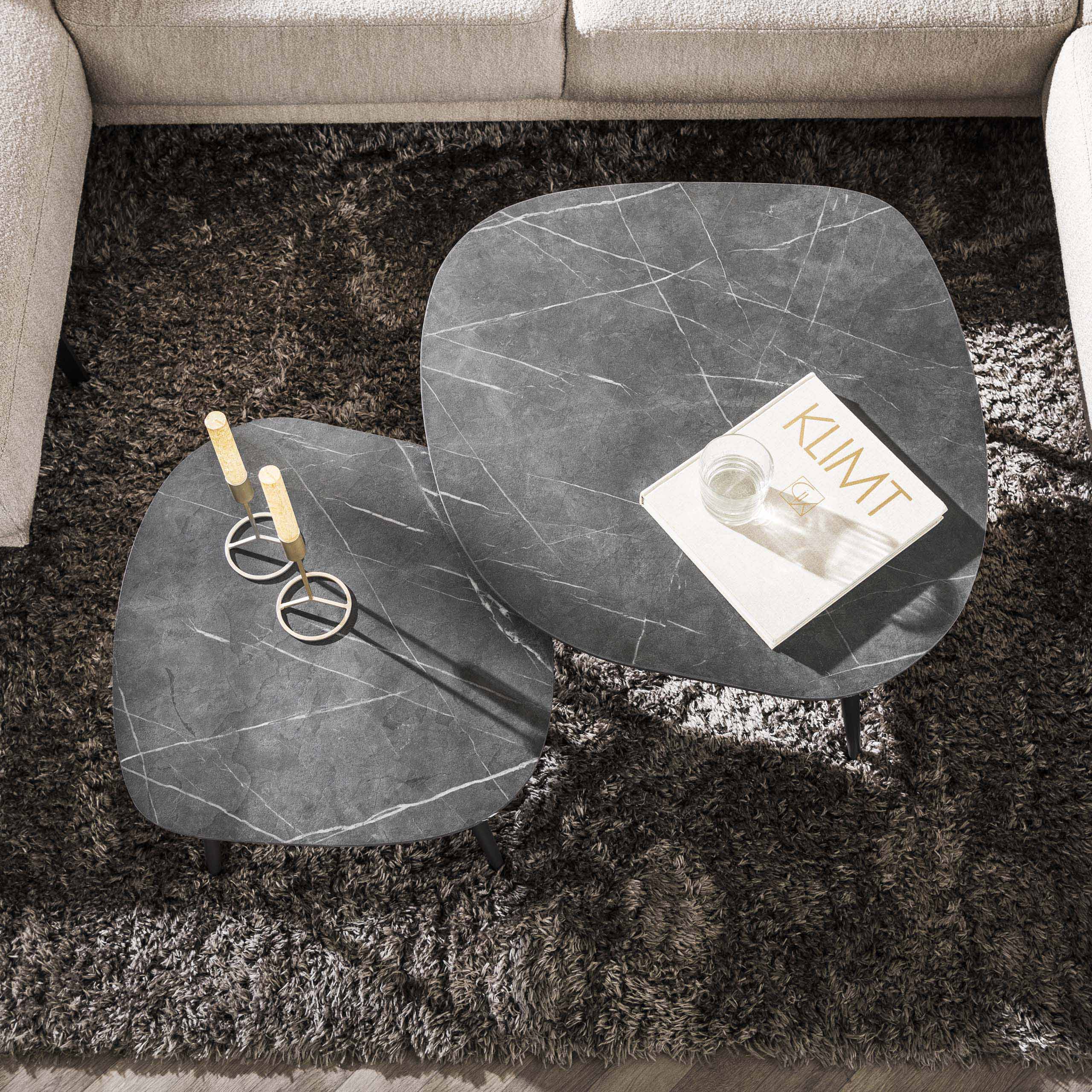 Orvian grafiet melamine organische rotssalontafel - set van 2