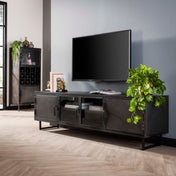 Elira zwart tv-meubel met 4 deuren - 180 cm