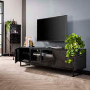 Elira zwart tv-meubel met 4 deuren - 180 cm