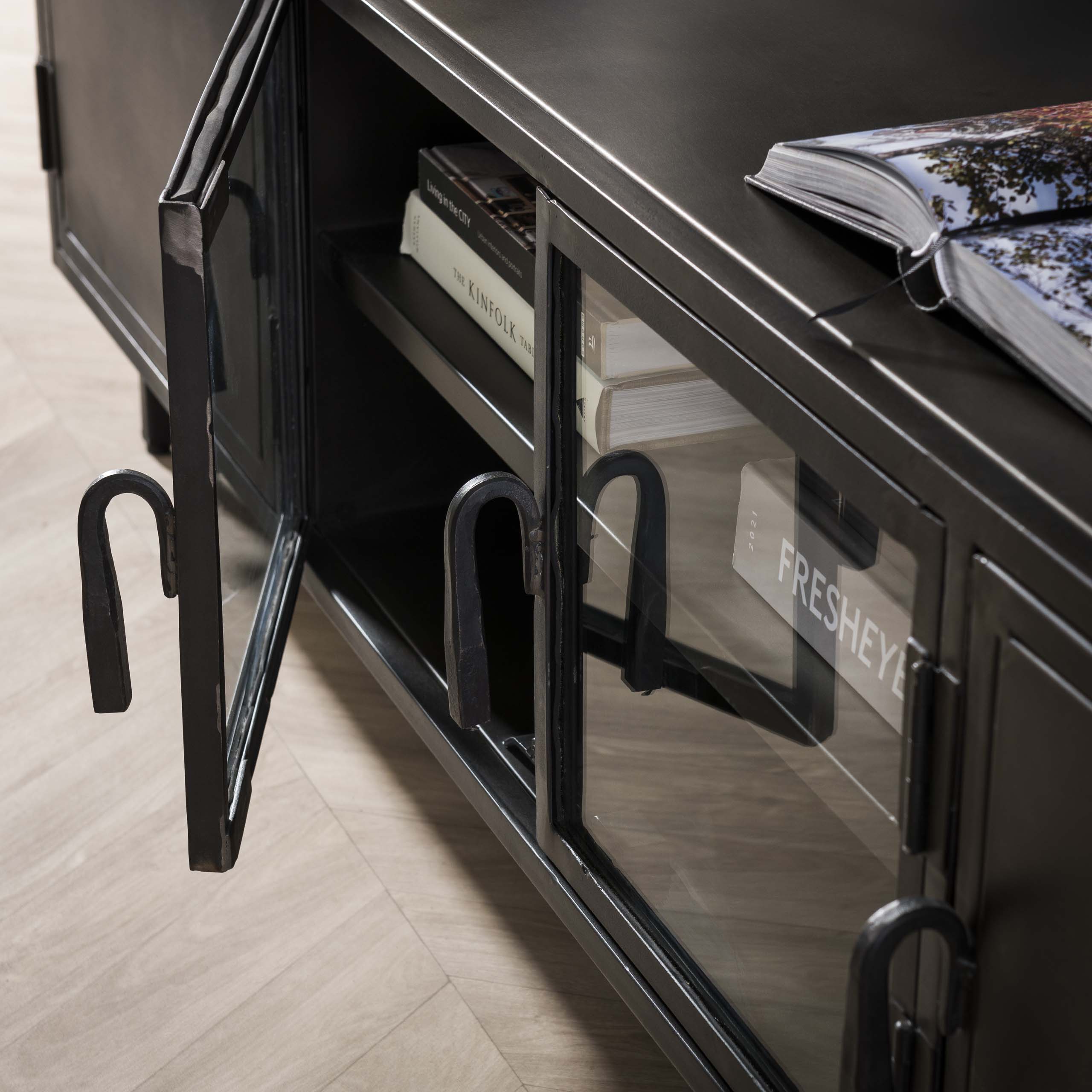 Elira zwart tv-meubel met 4 deuren - 180 cm