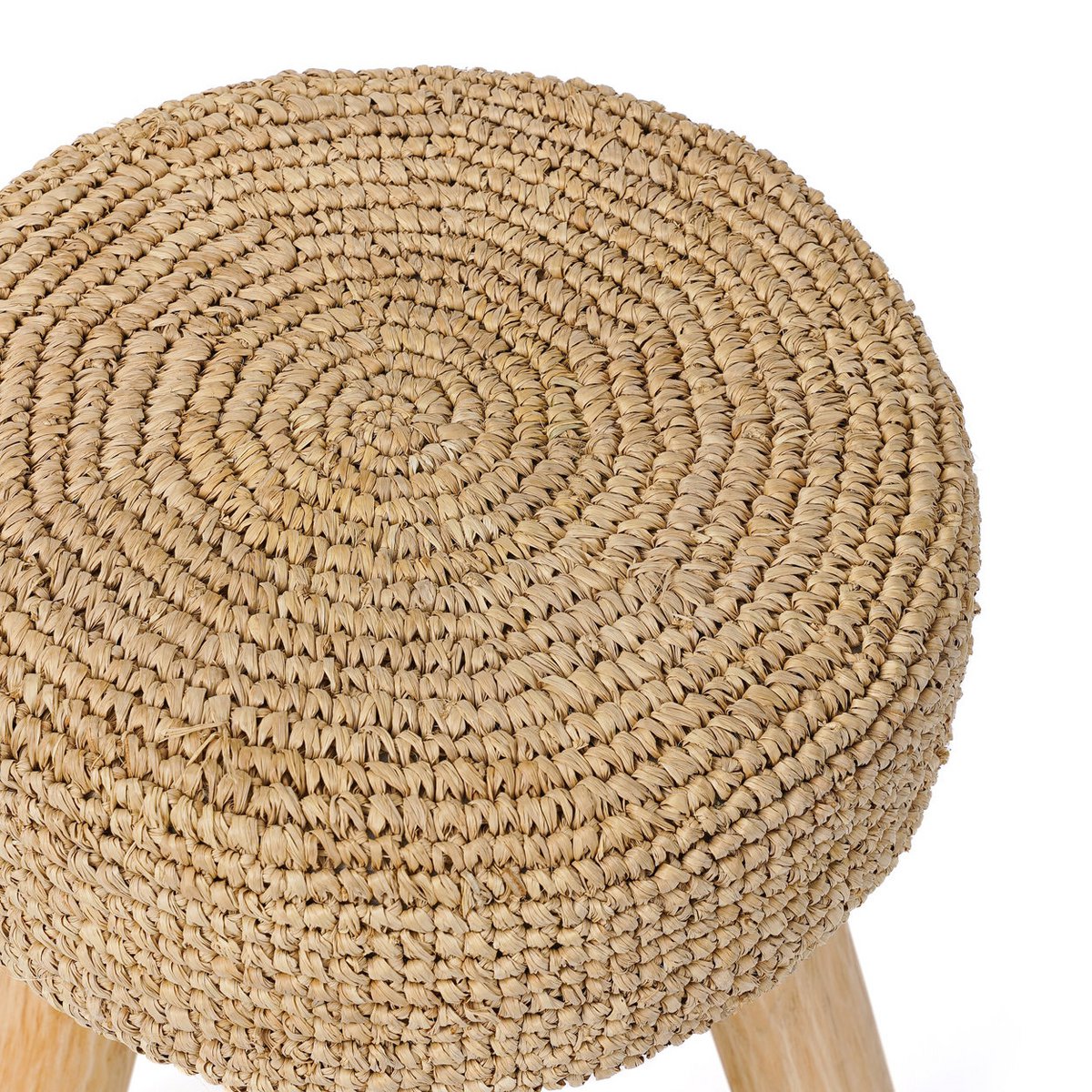 Kruk van teakhout en raffia