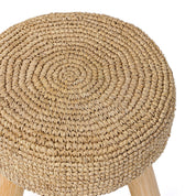 Kruk van teakhout en raffia