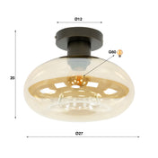 Soll amber glas plafondlamp met 1 lichtpunt