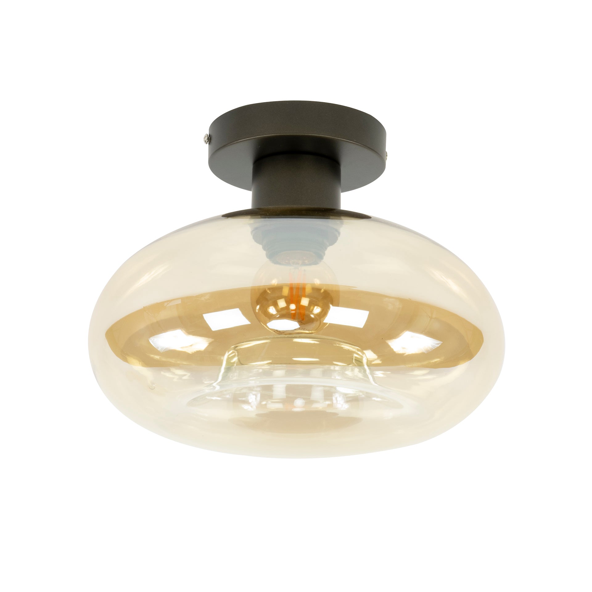 Soll amber glas plafondlamp met 1 lichtpunt