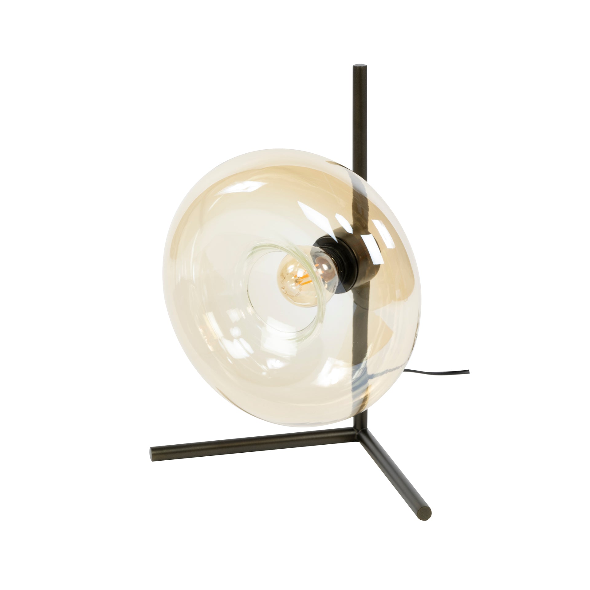 Solara amberkleurige glazen tafellamp met 1 lichtpunt