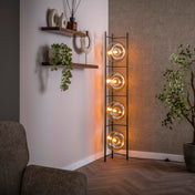 Sollara 4-lichts - vloerlamp met amberkleurig glas
