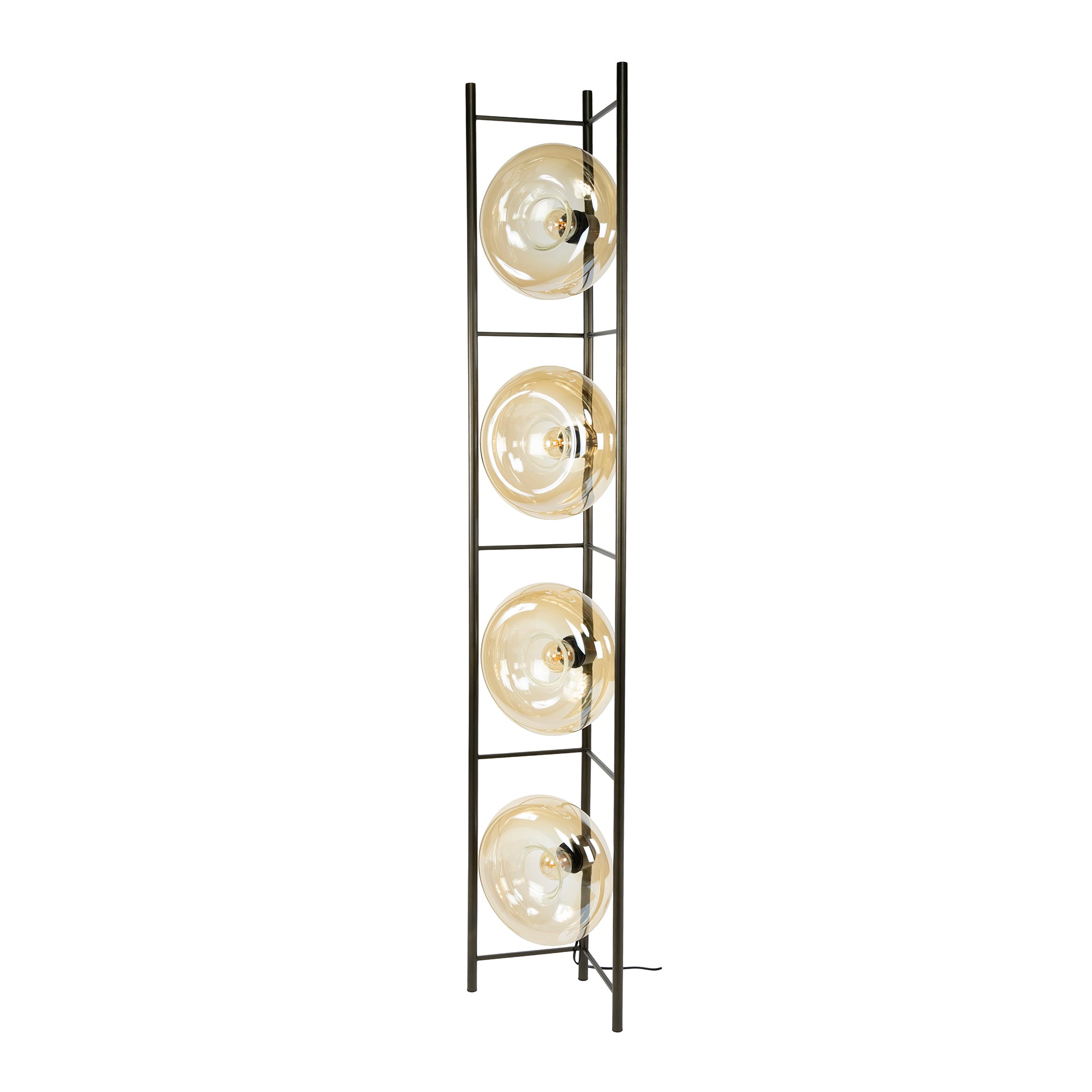Sollara 4-lichts - vloerlamp met amberkleurig glas