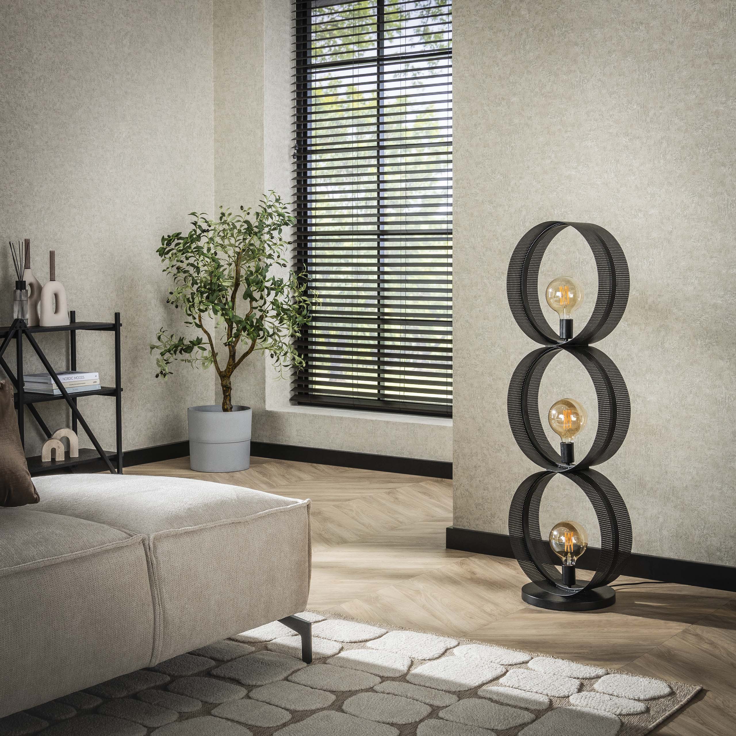 Rinara gaas 3-lichts - houtskool vloerlamp