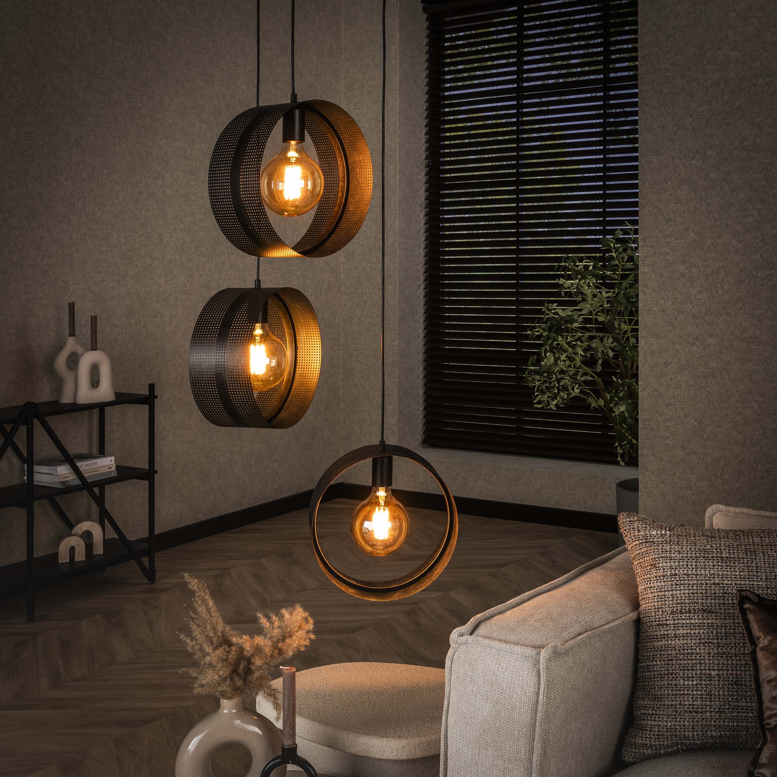 Rinara Mesh gelaagde hanglamp met 3 lichtpunten - Antraciet